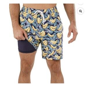 NEW Member's Mark Swim Shorts Men's Size XXXL (3XL)  Blue w/Banana Print‎ UPF 50